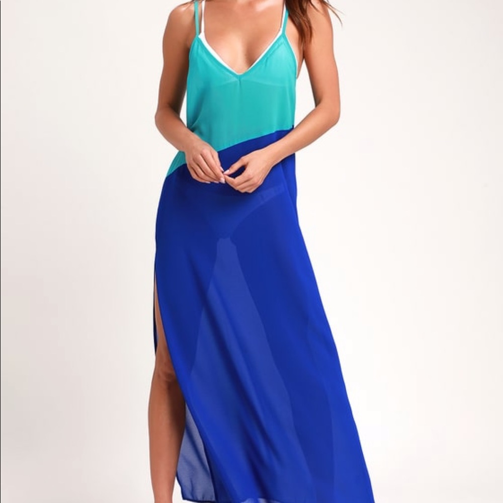Blue maxi coverup